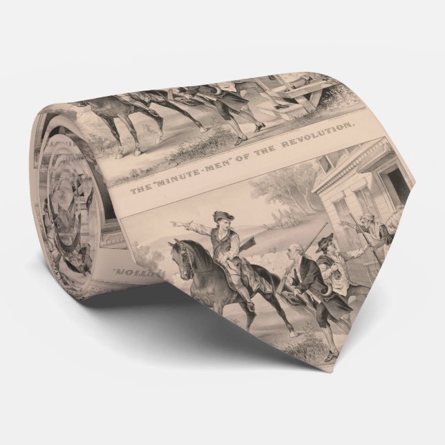 Vintage Minutemen of The Revolution Illustration Tie (Rolled)