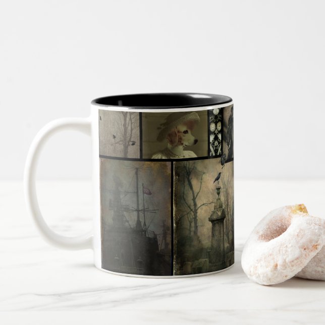 Vintage Mirage Two-Tone Coffee Mug (With Donut)