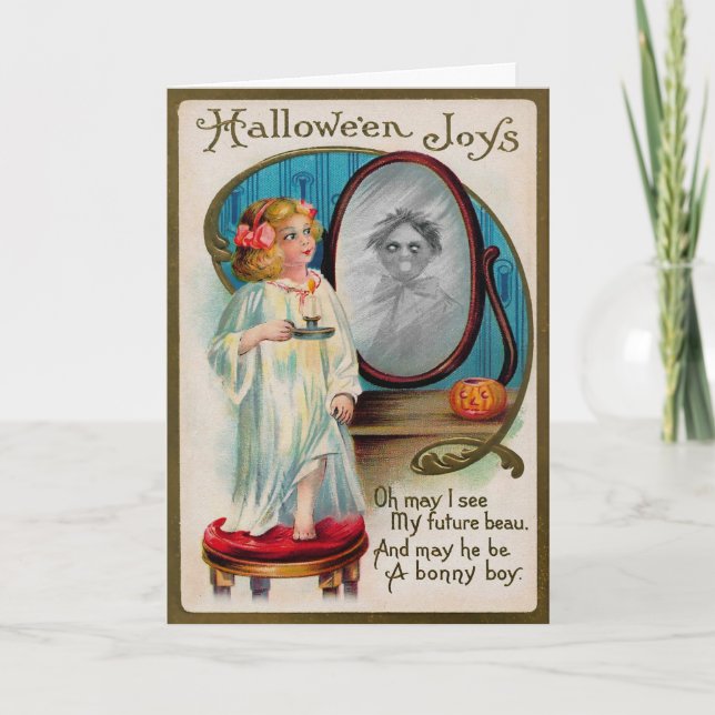 Vintage Mirror  Halloween Card (Front)