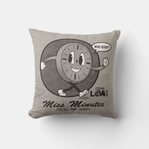 Vintage Miss Minutes Graphic Throw Pillow