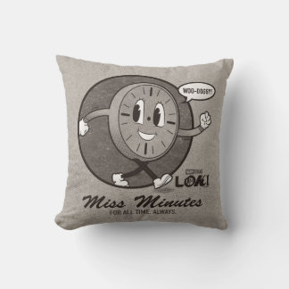 Vintage Miss Minutes Graphic Throw Pillow
