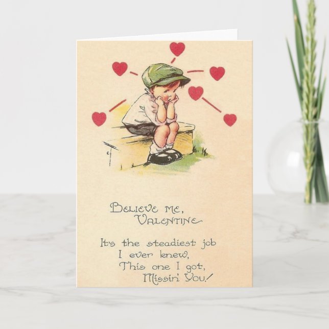 Vintage Missing You Valentine's Day Card (Front)