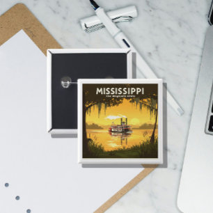  Vintage Mississippi 2 Inch Square Button