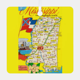 Vintage Mississippi Map Ornament