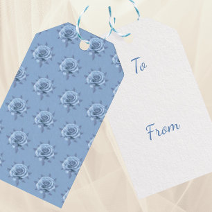 Vintage Misty Blue Roses Gift Tags
