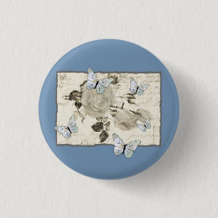Vintage mit Schmetterlingen  1 Inch Round Button