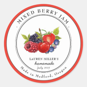 Vintage Mixed Berry Jam jar Canning label