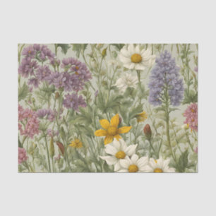 Vintage  Mixed Colour Blooming Wildflowers Tissue Paper