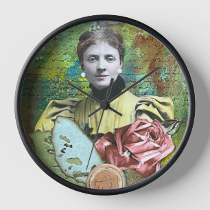 Vintage Mixed -Media Style Wall Clock