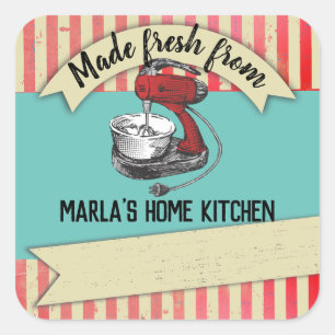 Vintage mixer from the kitchen of personalized square sticker