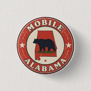 Vintage Mobile city, Alabama gifts 1 Inch Round Button