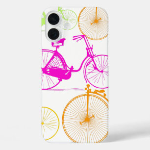 Vintage Modern Bicycle Bright Colour Neon Pattern iPhone 16 Plus Case