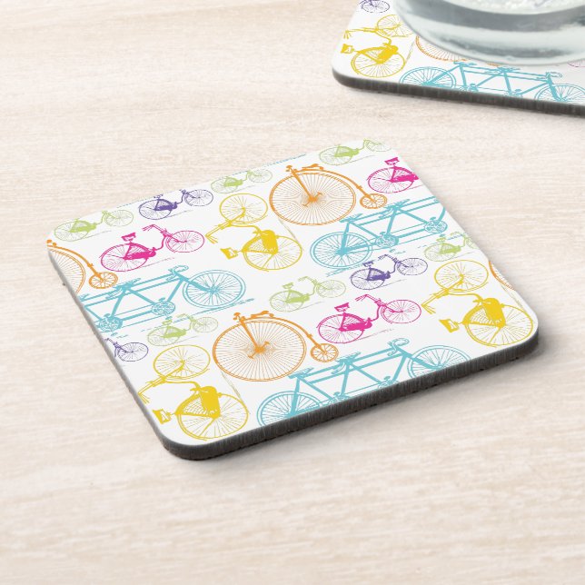 Vintage Modern Bicycle Bright Colour Neon Pattern Coaster (Left Side)