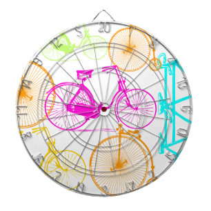 Vintage Modern Bicycle Bright Colour Neon Pattern Dartboard