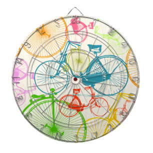 Vintage Modern Bicycle Bright Colour Neon Pattern Dartboard