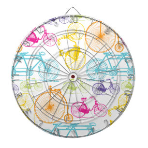 Vintage Modern Bicycle Bright Colour Neon Pattern Dartboard