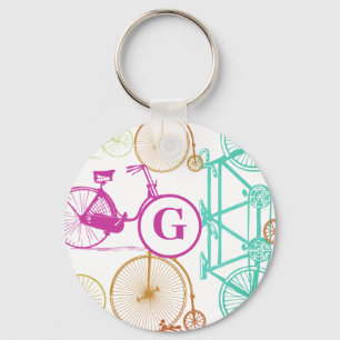 Vintage Modern Bicycle Bright Colour Neon Pattern Keychain