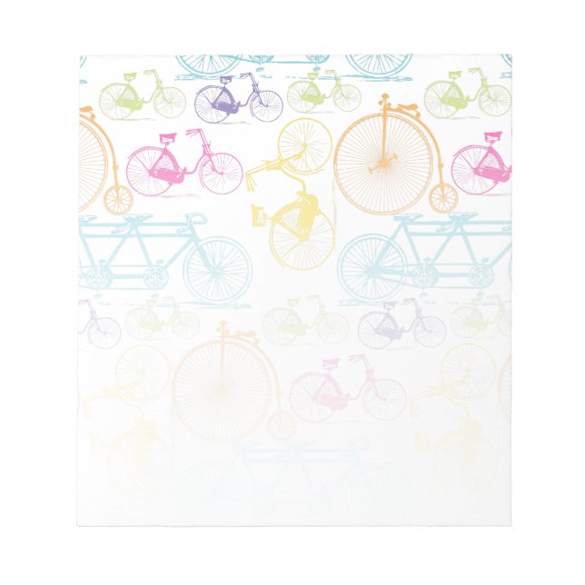 Vintage Modern Bicycle Bright Colour Neon Pattern Notepad (Front)