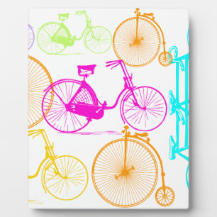 Vintage Modern Bicycle Bright Colour Neon Pattern Plaque
