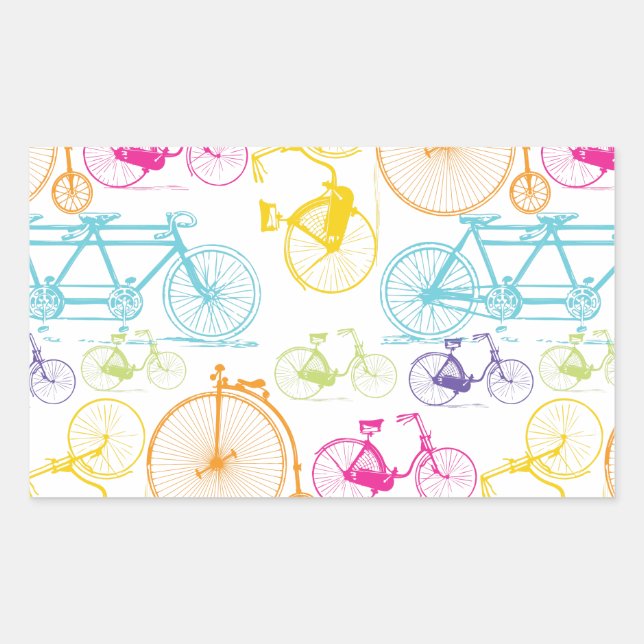 Vintage Modern Bicycle Bright Colour Neon Pattern Sticker (Front)