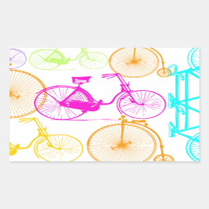 Vintage Modern Bicycle Bright Colour Neon Pattern Sticker
