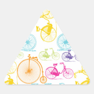 Vintage Modern Bicycle Bright Colour Neon Pattern Triangle Sticker