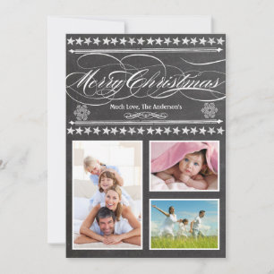 Vintage Modern Black and Red Chalkboard Photo Card