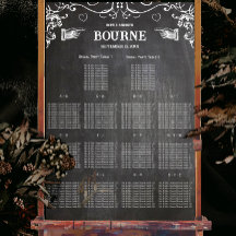 Vintage Modern Black Chalkboard Seating Chart
