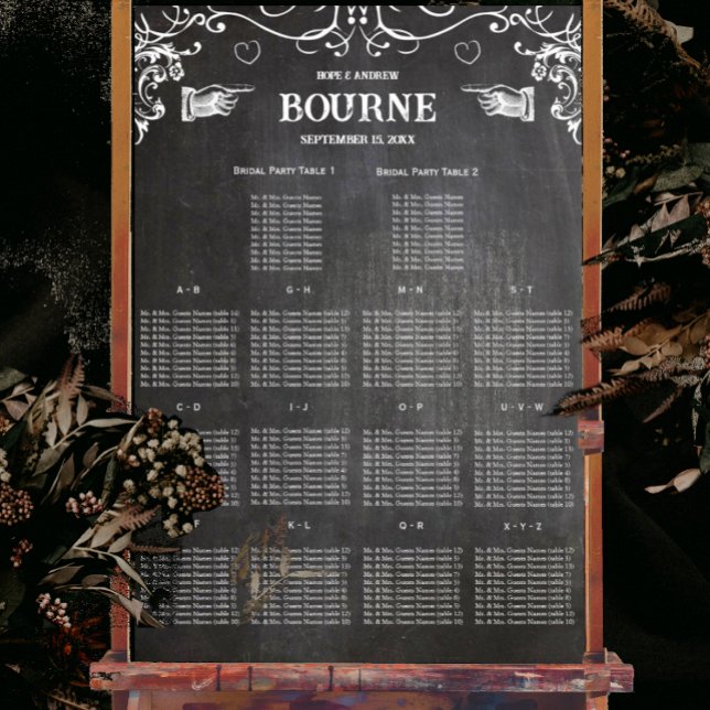 Vintage Modern Black Chalkboard Seating Chart (Creator Uploaded)