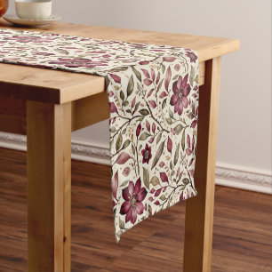 Vintage Modern Cranberry Flora Short Table Runner
