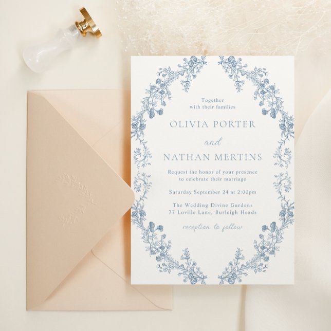 Vintage Modern Elegance Floral Wedding Invitation (Creator Uploaded)
