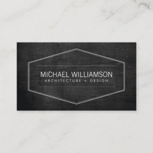 Vintage Modern Emblem Black Wood Architect, Build Business Card