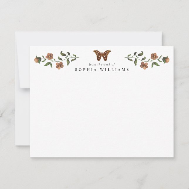 Vintage Modern Floral Garden Greenery Butterfly Card (Front)