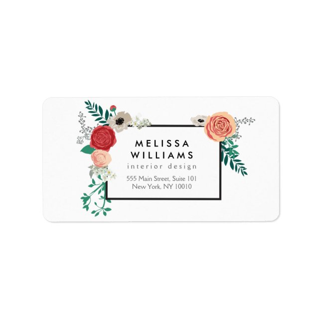 Vintage Modern Floral Motif Address Label (Front)