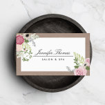 Vintage Modern Floral Motif Beauty Salon Business Card<br><div class="desc">A beautifully elegant white and kraft paper themed business card design with vintage roses and vines positioned in opposite corners to draw attention to your name or business name in the centre. © 1201AM CREATIVE</div>