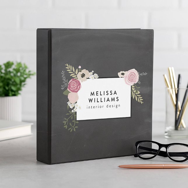 Vintage Modern Floral Motif on Chalkboard Binder (Creator Uploaded)