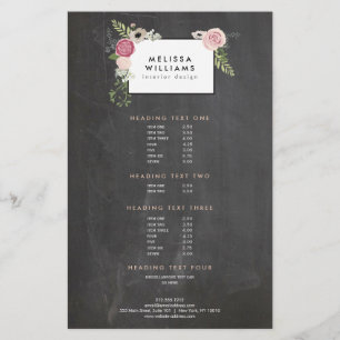 Vintage Modern Floral Motif on Chalkboard Designer Flyer