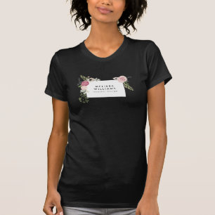 Vintage Modern Floral Motif on Dark T-shirt
