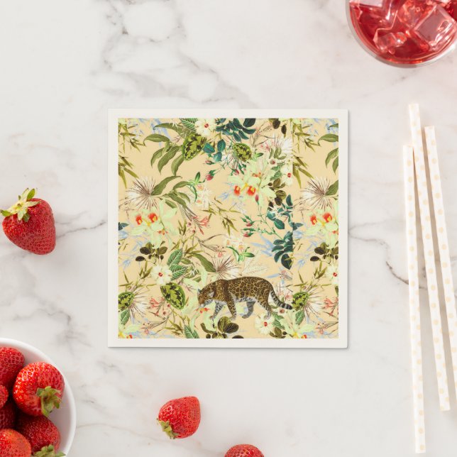 Vintage Modern Flower Jungle Tropical Napkin (Insitu)