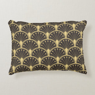 vintage modern geometric tiles pattern. golden lin accent pillow