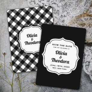 Vintage Modern Gingham Save the Date Cards