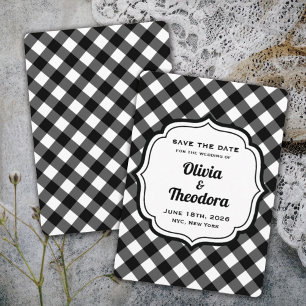 Vintage Modern Gingham Save the Date Cards