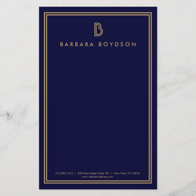 VINTAGE MODERN GOLD and NAVY INITIAL MONOGRAM LOGO (Front)
