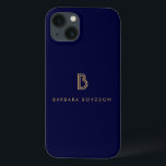 VINTAGE MODERN GOLD and NAVY INITIAL MONOGRAM LOGO iPhone 13 Case<br><div class="desc">Coordinates with the VINTAGE MODERN GOLD and NAVY INITIAL MONOGRAM LOGO Business Card Template by 1201AM. The stylized initial for your name becomes a classic,  modern logo on this luxe personalized iPhone case. © 1201AM CREATIVE</div>