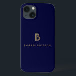 VINTAGE MODERN GOLD and NAVY INITIAL MONOGRAM LOGO iPhone 13 Case<br><div class="desc">Coordinates with the VINTAGE MODERN GOLD and NAVY INITIAL MONOGRAM LOGO Business Card Template by 1201AM. The stylized initial for your name becomes a classic,  modern logo on this luxe personalized iPhone case. © 1201AM CREATIVE</div>