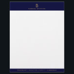 VINTAGE MODERN GOLD and NAVY INITIAL MONOGRAM LOGO Letterhead<br><div class="desc">Coordinates with the VINTAGE MODERN GOLD and NAVY INITIAL MONOGRAM LOGO Business Card Template by 1201AM. The stylized initial(s) for your name or business name becomes a classic,  modern logo on this luxe letterhead template. Perfect for any industry. © 1201AM CREATIVE</div>