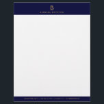 VINTAGE MODERN GOLD and NAVY INITIAL MONOGRAM LOGO Letterhead<br><div class="desc">Coordinates with the VINTAGE MODERN GOLD and NAVY INITIAL MONOGRAM LOGO Business Card Template by 1201AM. The stylized initial(s) for your name or business name becomes a classic,  modern logo on this luxe letterhead template. Perfect for any industry. © 1201AM CREATIVE</div>