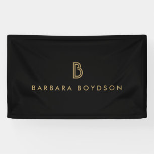Vintage Modern Gold/Black Monogram Logo Banner