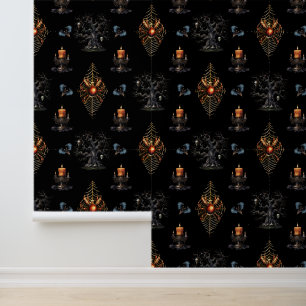 Vintage Modern Gothic Halloween Pattern Wallpaper