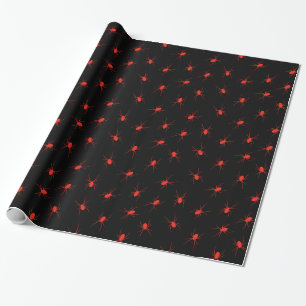 Vintage Modern Halloween Red Spider Wrapping Paper